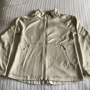 Cream fuzzy lined zip sweater size small